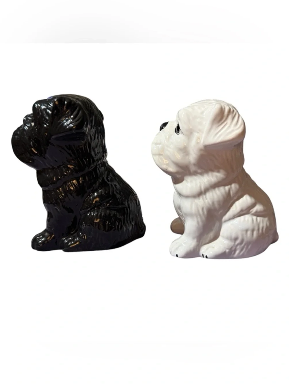 Ceramic Bulldog Salt and Pepper Shakers - Black and White — Adorable!